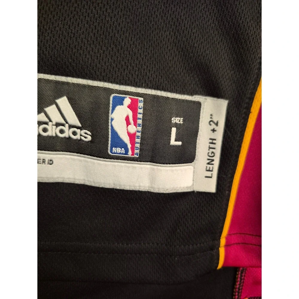 Adidas‎ Miami Heat LeBron James #6 NBA Jersey Black Red Mens Large Length +2